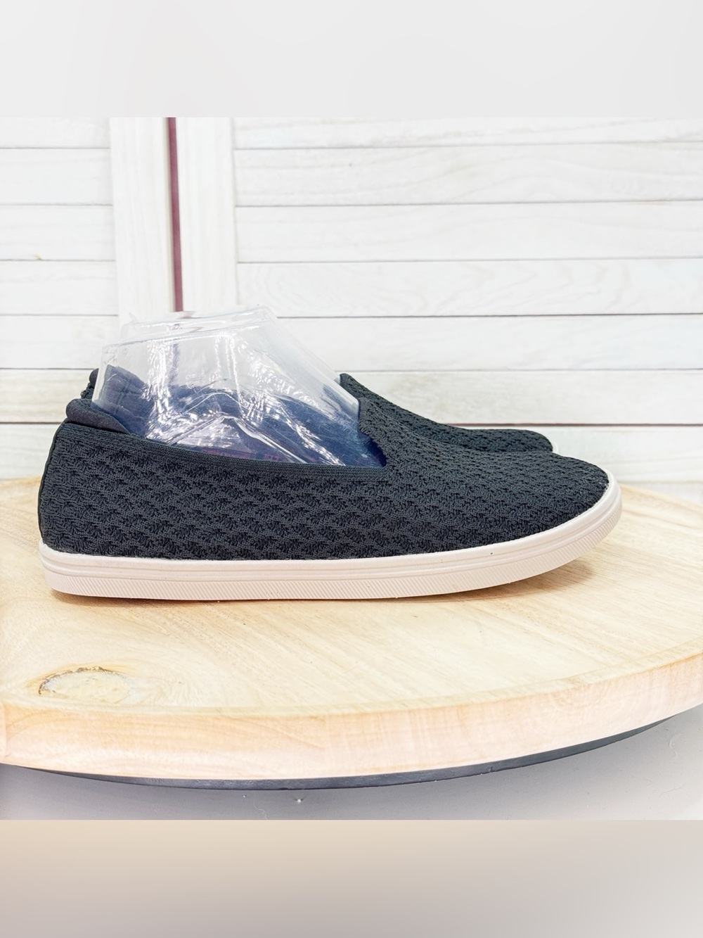Skechers Cleo Cup Knit Slip On Sneakers Black White Women Size 7.5 Athleisure